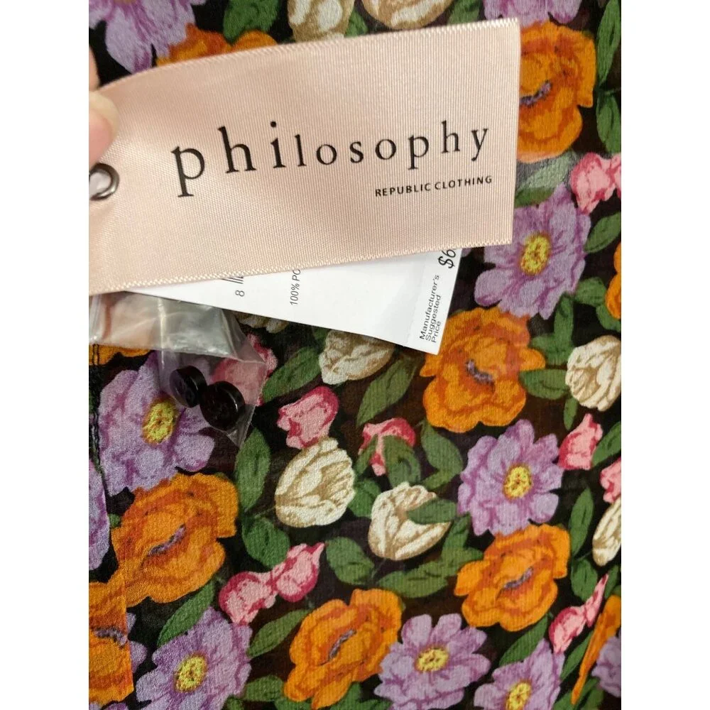 Philosophy Women's Button Up Long Sleeve Floral Blouse - Picture 5 of 10